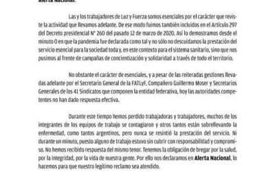 LUZ Y FUERZA EN ALERTA NACIONAL